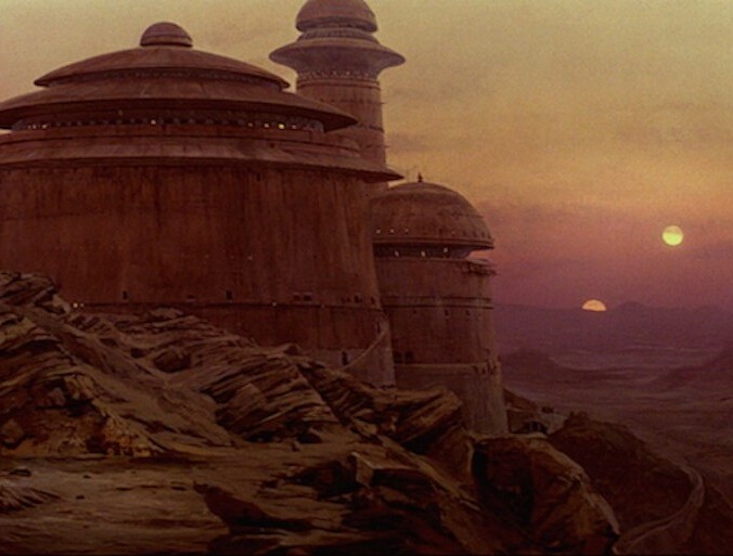 Jabba's Palace on a rocky outcrop at sunset