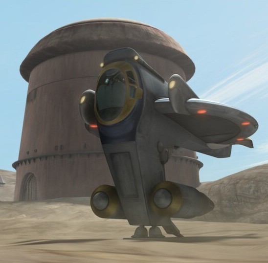 A ship landing outside of jabba's palace