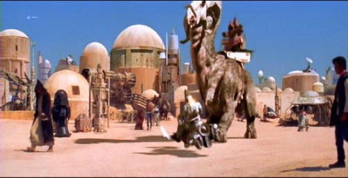 A creature running through the streets of Mon Eisley