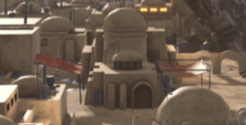 Closeup of a sand building in Mon Eisley